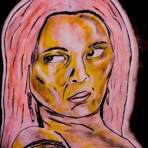 Vibrant Pink and Yellow Portrait Art